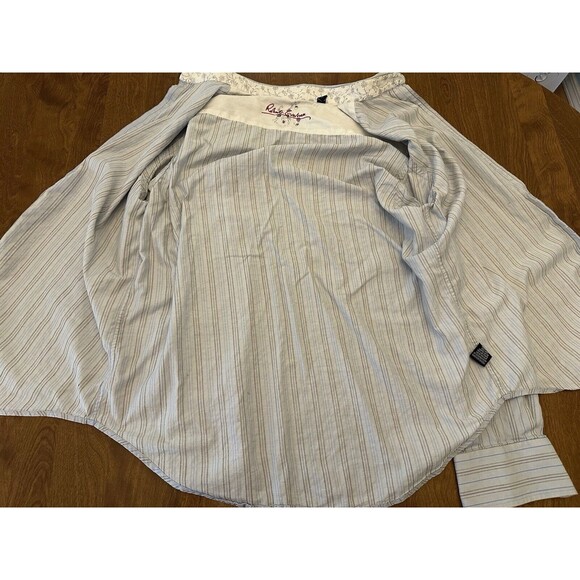 Robert Graham Shirt Men’s XL Striped Embroidered Signature Flip Cuff Long Flaws - Picture 16 of 16